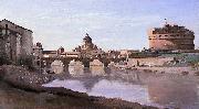 Jean-Baptiste-Camille Corot The Bridge and Castel Sant'Angelo with the Cuploa of St. Peter's Spain oil painting artist